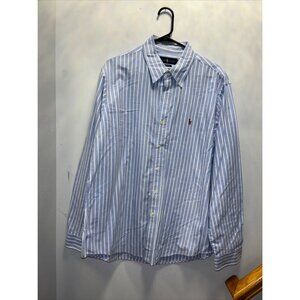 Ralph Lauren Classic Fit Mens Blue & White Striped Button-Up Shirt tg xl size